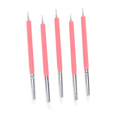 Lurrose 5pcs Silicone Double-Ended Dotting Tools Set for Nail Art Polymer Clay Pottery and Cake Decorating Flexible Ball Tips and Silicone Tips for Detailing and Sculpting