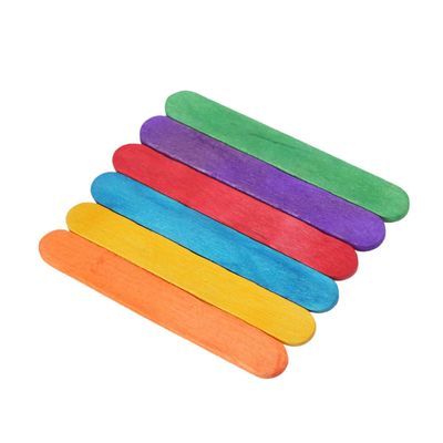 NUOBESTY 50pcs Colored Wooden Craft Sticks for DIY Projects Smooth and Burr- for Sculpture Learning Colors and Creative Arts