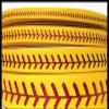 3yds Yellow Red Foil Softball Stitch 1.5" Grosgrain Ribbon view 1