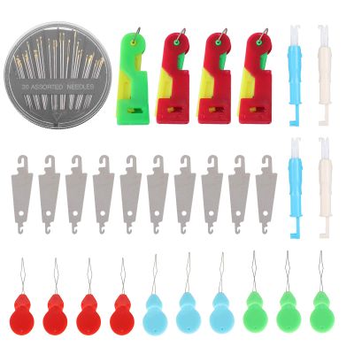 58pcs Needle Threaders Tool Set, 30pcs Hand Sewing Needles 28pcs Needle Threaders DIY Needle Threader Hand Machine Sewing Tool for Sewing Crafting
