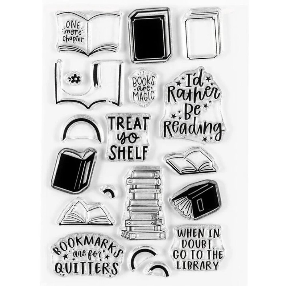 Clear Stamps,Rubber Stamps,11x16cm Reading Book Stamp Clear Stamps for Scrapbooking Transparent Silicone Rubber Photo Album Decor