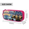 GeRRiT Lighthouse Diamond Paint Print Large Pencil Case Pouch With Zipper,Adults Office Travel Stationery Makeup Bag, Pink, RXZER23 view 4