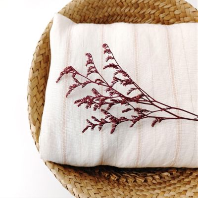 100% Linen Fabric with Subtle Beige Stripes, Medium Weight 7854 Ivory