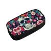 Flowers Skull Ornamental Print Large Pencil Case Pouch With Zipper,Adults Office Travel Stationery Makeup Bag view 2