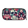 Flowers Skull Ornamental Print Large Pencil Case Pouch With Zipper,Adults Office Travel Stationery Makeup Bag view 3