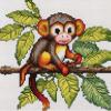 NineTribe Basics Monkey on Tree Cross Stitch Kits for Beginners Stamped Cross-Stitch Supplies Needlework DIY 11CT 3 Strands Cotton Thread Printed DIY Needlepoint Kits DMC Craft Needlework Set 5050cm (CB112) view 1