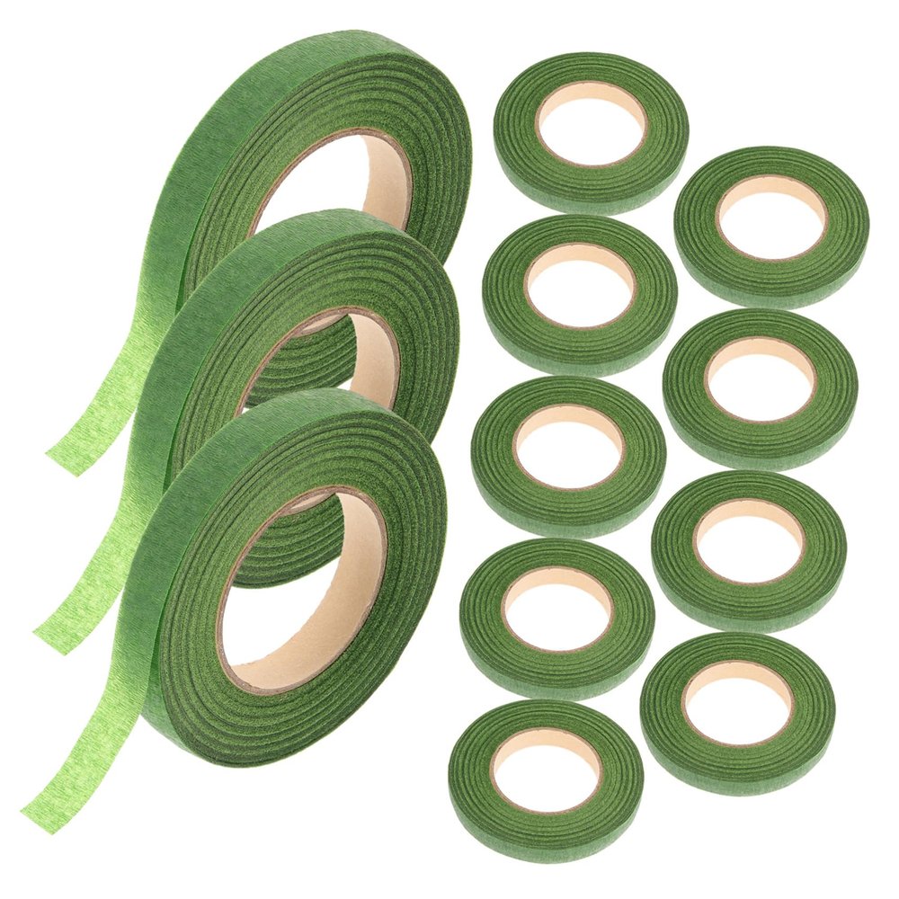 GRIRIW 12rolls Florist Wraps Green Floral Tape DIY Flower Supplies Bouquet Stem Wrapping