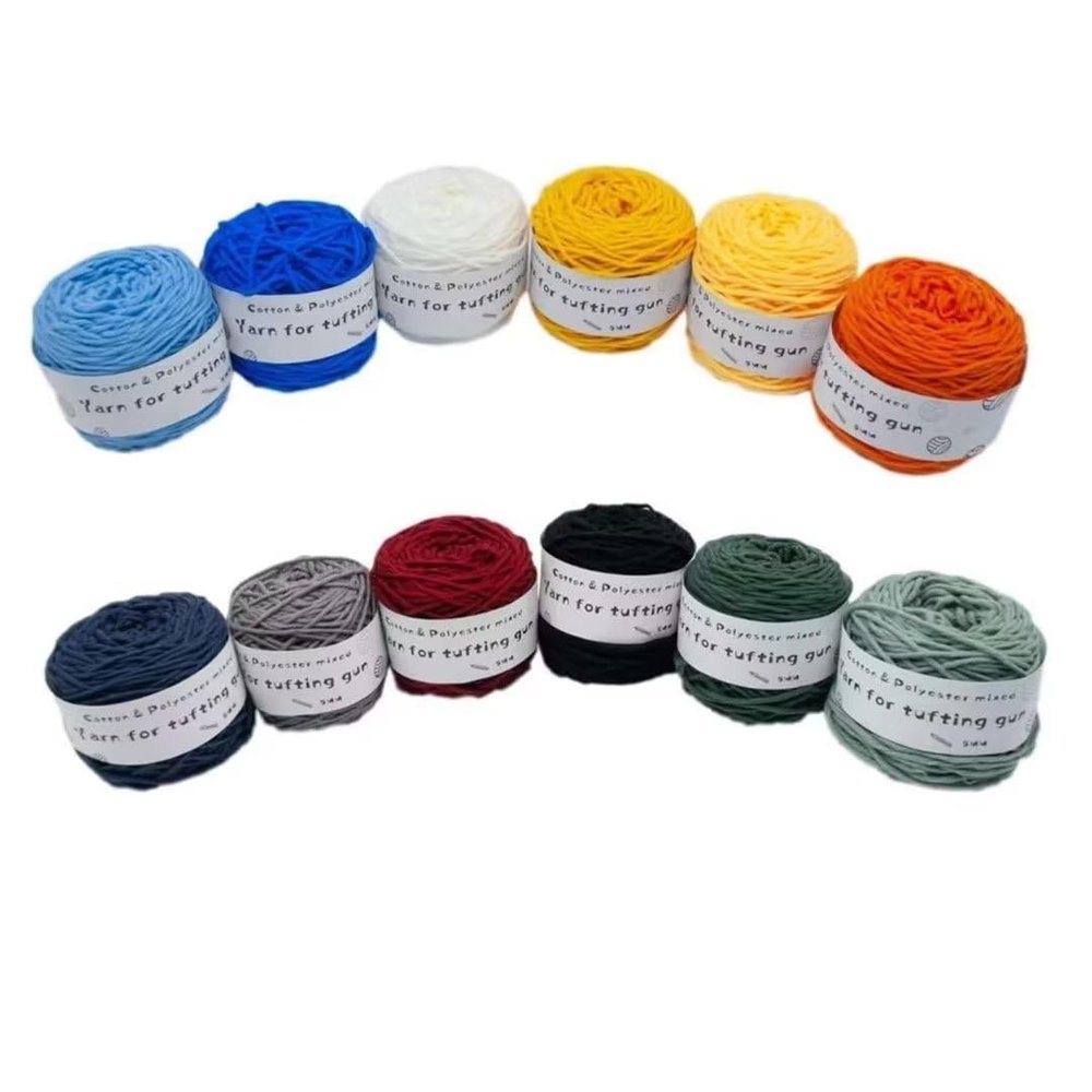 12 Colors tufting Yarn Set,100g Ball tufting Yarn,Professional 8ply Tufted Yarn for Rug tufting,Punch Needle,5mm Thick Poke Embroidery Thread,Polyester Cotton Mixed Sewing Thread (A2E2 100g ball)