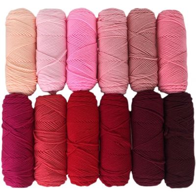 100g/200g Balls of Assorted tufting Yarn,Gradient Color Series Tufted Yarn,Fiber Acrylic Mixed Yarn Set for Knitting,Crochet,Poke Embroidery,Professional 8ply Strands Thread Ball,Bright Colored (red