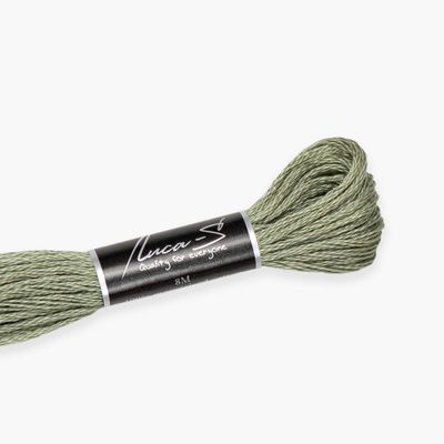 12 Pack of Premium Embroidery Thread Luca-S, 100% Giza Cotton, Oeko TEX Certified Stranded Cotton - 491 / DMC 3022 / Anchor 8581
