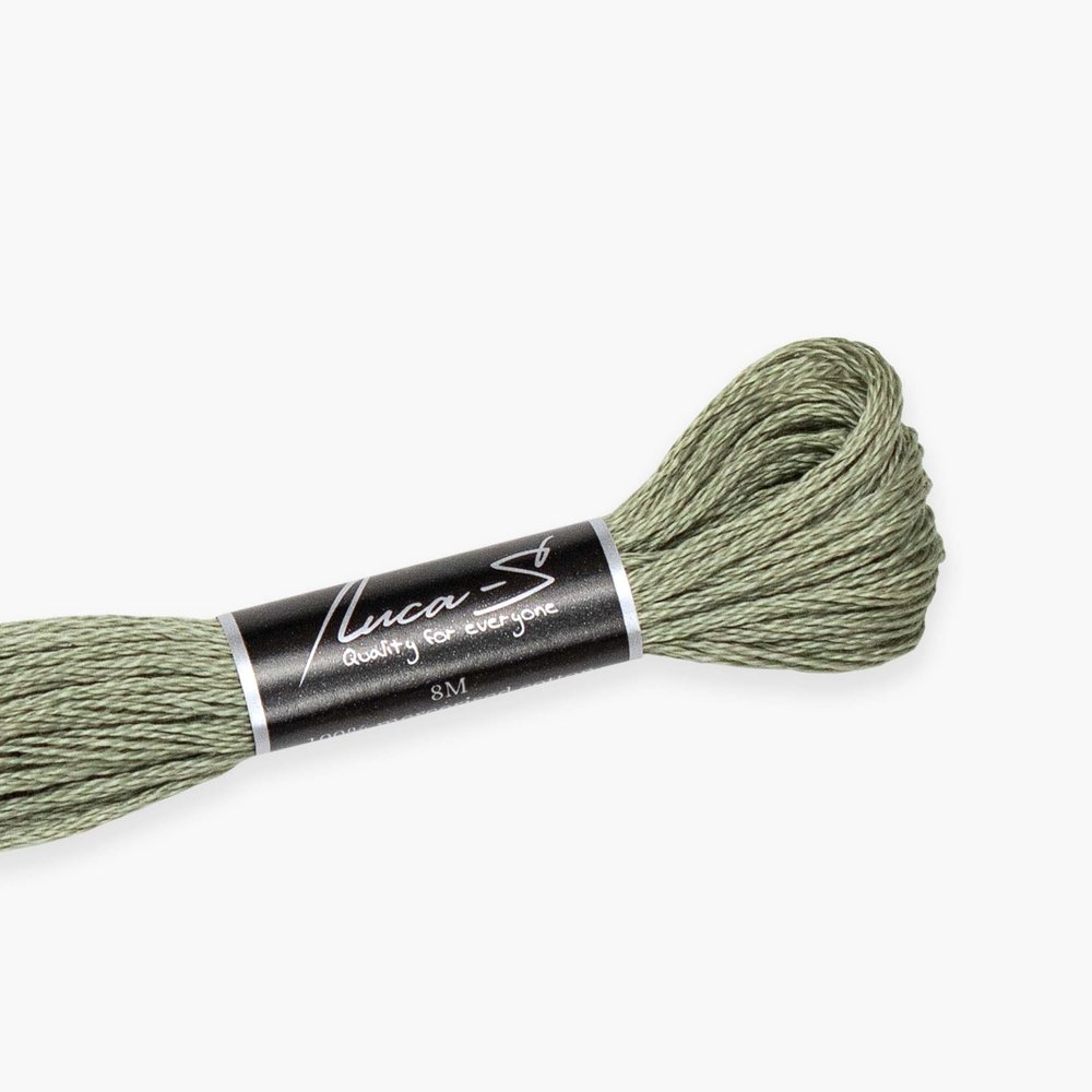 12 Pack of Premium Embroidery Thread Luca-S, 100% Giza Cotton, Oeko TEX Certified Stranded Cotton - 491 / DMC 3022 / Anchor 8581