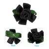 PATIKIL Mini Satin Ribbon Roses, 10 Pcs Small Rosettes Fabric Flowers with Green Leaves for Craft Projects Embellishments Applique, Black view 3