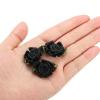 PATIKIL Mini Satin Ribbon Roses, 10 Pcs Small Rosettes Fabric Flowers with Green Leaves for Craft Projects Embellishments Applique, Black view 4