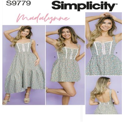NineTribe Basics Madalynne Sewing Pattern 9779 Simplicity Misses Sizes 18-26 Dress in 2 Lengths Sewing Pattern
