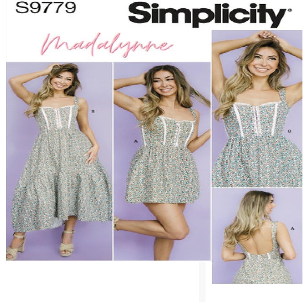 NineTribe Basics Madalynne Sewing Pattern 9779 Simplicity Misses Sizes 18-26 Dress in 2 Lengths Sewing Pattern