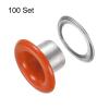 HARFINGTON 100 Set Color Round Grommets 5mm 3/16" Hole Metal Eyelets with Washers for Scrapbooking Shoes Clothes Leather Canvas, Orange view 3
