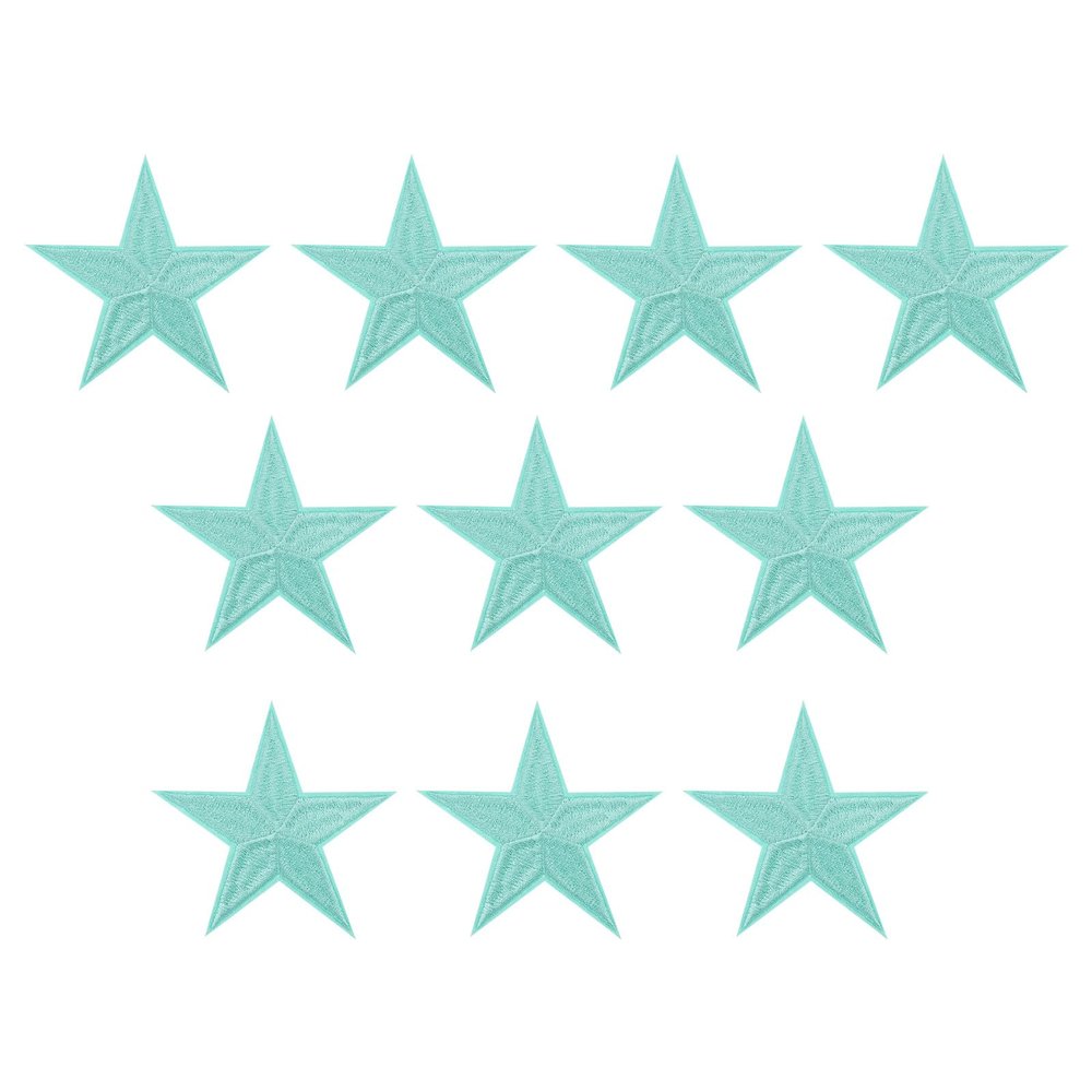 PATIKIL Iron-on Patches, 10 Pack 5 Star Sew Embroidered Patches Appliques Embellishments for Clothing Jackets Hat Backpack Repairing Decorations, Light Blue