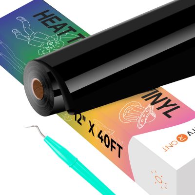 HTVRONT Black HTV Heat Transfer Vinyl - 12" X 40FT Iron on Vinyl for All Cutting Machines, Easy to Use for Heat Vinyl Design on T Shirts