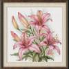 NineTribe Basics Lily Flowers Cross Stitch Kits with Hoop for Beginners Stamped Cross-Stitch Supplies Needlework DIY 11CT 3 Strands Cotton Thread Printed DIY Needlepoint Kits 5050cm (CB165) view 1