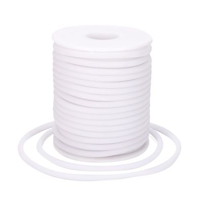Beadthoven 4mm Hollow Pipe Rubber Tube Cords, 16Yards Barber Cord for Knitting Stitch Holder, Tubing Rubber Cord with Spool for Bracelet Jewelry Making DIY Crafts 2mm Hole - White