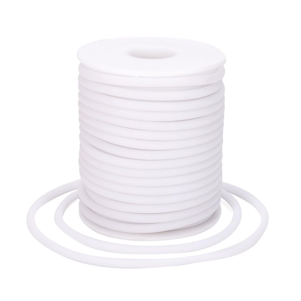 Beadthoven 4mm Hollow Pipe Rubber Tube Cords, 16Yards Barber Cord for Knitting Stitch Holder, Tubing Rubber Cord with Spool for Bracelet Jewelry Making DIY Crafts 2mm Hole - White