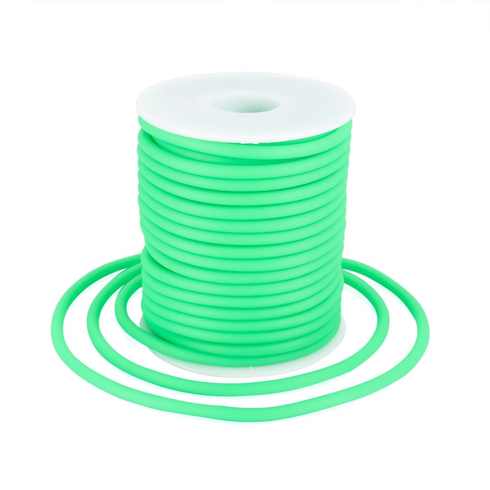 Beadthoven 4mm Hollow Pipe Rubber Tube Cords, 16Yards Barber Cord for Knitting Stitch Holder, Tubing Rubber Cord with Spool for Bracelet Jewelry Making DIY Crafts 2mm Hole - Lime