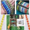 8mm150pcs Glow in The Dack Glass Beads with Alloy Ring, Round Jump Ring for Jewelry Making Bracelets Earrings Necklace Unique DIY Crafts Gold Spacer Beads Kit (Black) (Acid Blue) view 3