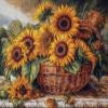 NineTribe Basics Basket of Sunflowers Cross Stitch Kits with Hoop for Beginners Stamped Cross-Stitch Supplies Needlework DIY 11CT 3 Strands Cotton Thread Printed DIY Needlepoint Kits 5040cm (CB238) view 1