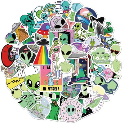 UFO Alien Sticker| 50 PCS | Vinyl Waterproof Stickers for Laptop,Skateboard,Water Bottles,Computer,Phone,Alien Style Stickers for Kids