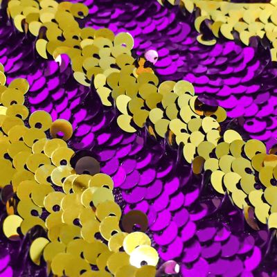 DUOBAO Reversible Flip Sequin Fabric - 0.5 Yard Purple to Gold Mermaid Sequins, Sparkly DIY Sewing Material for Decor