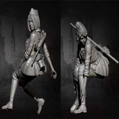 1/35 WWII Female Soldier Resin Model kit unpainted and unassembled Miniature Resin Model Parts (2 Persons)//h9H7a-8