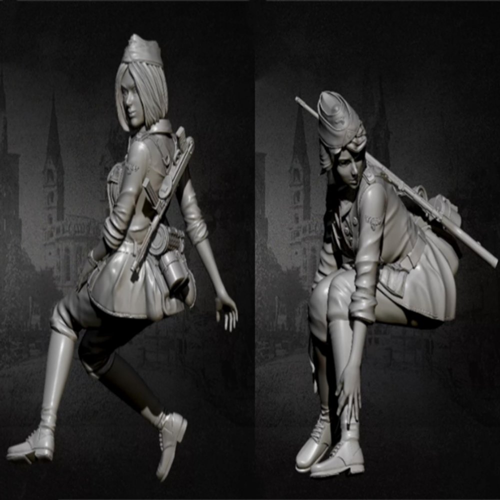 1/35 WWII Female Soldier Resin Model kit unpainted and unassembled Miniature Resin Model Parts (2 Persons)//h9H7a-8