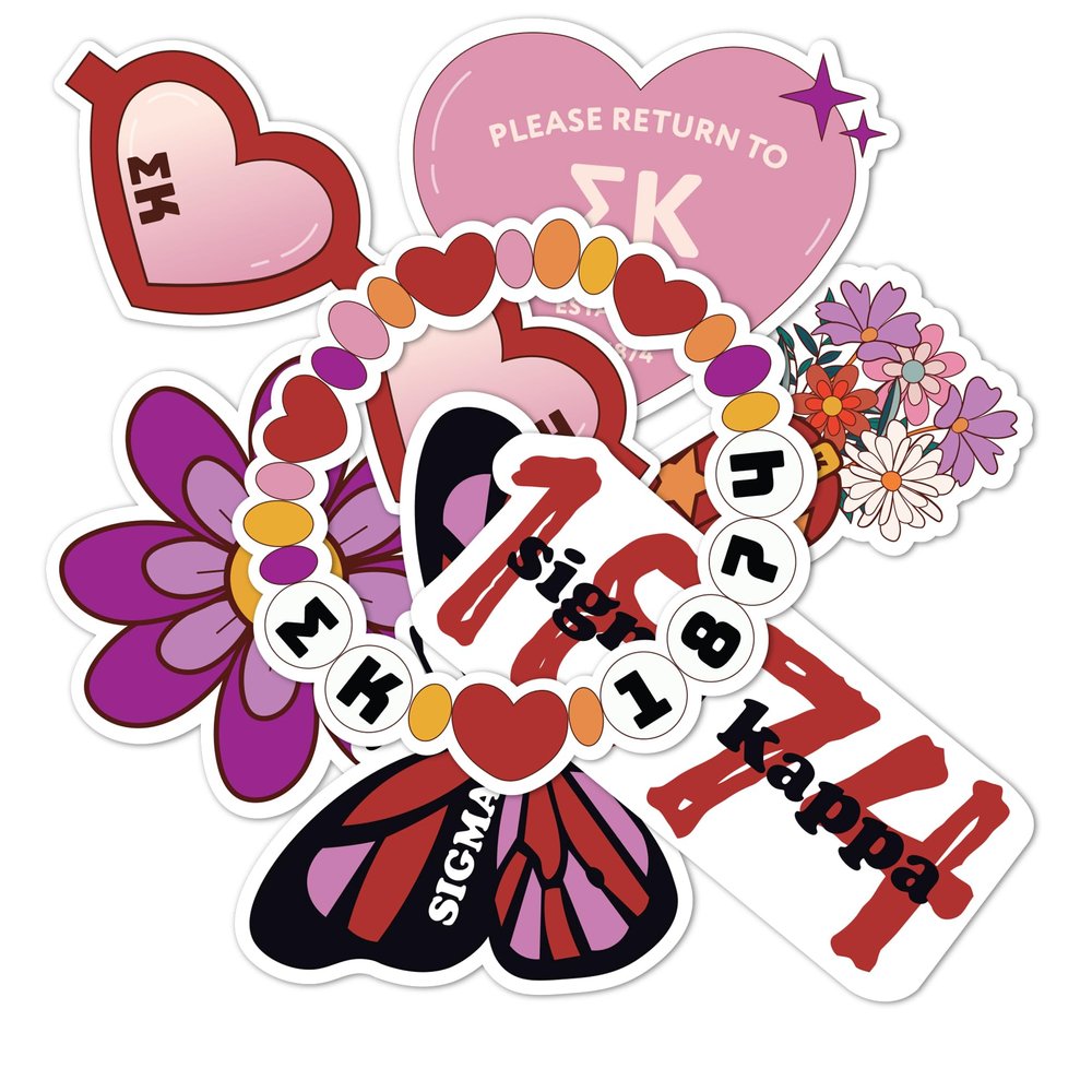 Desert Cactus Sigma Kappa Sorority Sticker Sheet Decal Laptop Water Bottle Car SK (Friendship Bracelet Sheet)