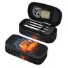 Kids Pencil Pouch for Boys, Football Pencil Case with Fire Water Pattern Print, Big Capacity Black Pencil Box Stationery Bag with Zipper Portable Travel Storage Box Desk Pen Bag for Teens Adults view 1