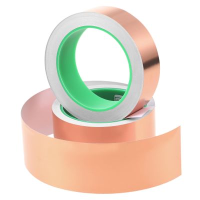 Gatuida 2 Rolls Adhesive Tape Shield Copper Tapes Repair Sticky Tapes Copper Tapes Double Side Copper Tapes for Repairing Strong Adhesion Copper Tapes Copper Tapes for Shielding, medium