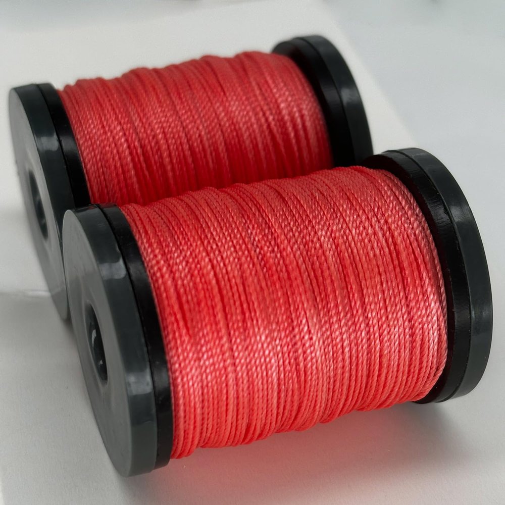 2pack/Set Round Waxed Polyester Thread 0.4mm for Leather Sewing, Book Binding, Hand Sewing (Peach Pink)