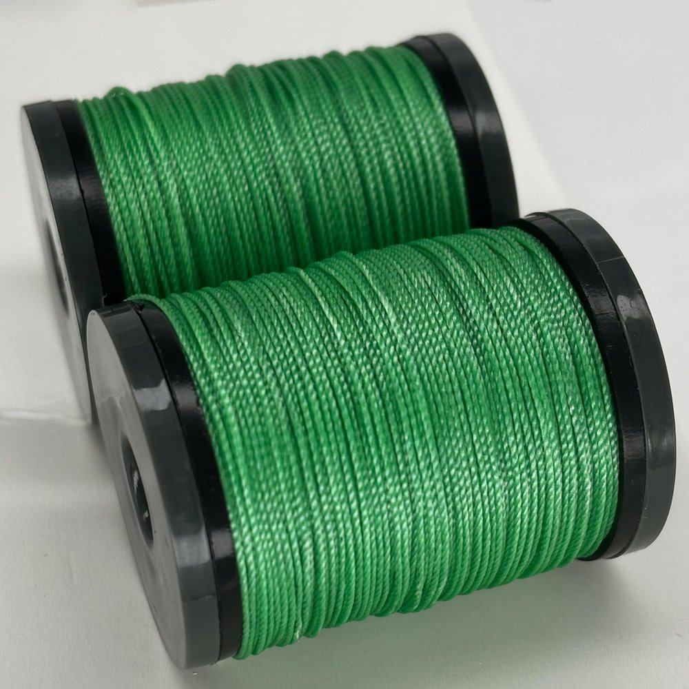 2pack/Set Round Waxed Thread 0.4mm Waxed Polyester Thread for Leather Sewing, Book Binding Thread Waxed Cord for Hand Sewing (Bright Green)