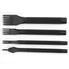 4 Piece Prong Pching Tool Set, Prong Chisel Set, Black Electroplated Leather Craft Chisels for Leather Craft plies(1/2/4/6Tines)(3Meterm) view 1