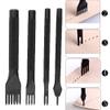 4 Piece Prong Pching Tool Set, Prong Chisel Set, Black Electroplated Leather Craft Chisels for Leather Craft plies(1/2/4/6Tines)(3Meterm) view 3