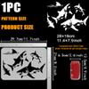 FINGERINSPIRE Shark Painting Stencil 8.3x11.7" PET Shark Spraying Big Stencil Sea Creatures Drawing Stencil Sea Animal Stencil Summer Ocean Theme Wall Huge Template for Wood Tile Paper Floor Wall view 2