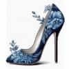 NineTribe Basics Floral High Heels Cross Stitch Kits for Beginners Pattern Stamped Cross-Stitch Supplies Needlework DIY 11CT 3 Strands Cotton Thread Printed DIY Needlepoint Kits 5050cm (CX32) view 1