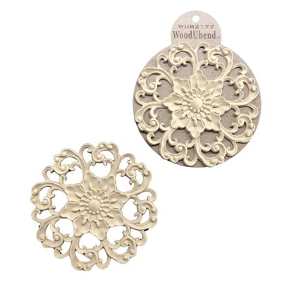 WoodUbend WUB2172 Pack of 2 Floral Centerpieces - Wood Appliques - Heat Bendable & Flexible Onlays 14.5x14.5cm - DIY Craft, Furniture & Home Decor - Easy to Apply & Paint - Reusable & Durable Decals