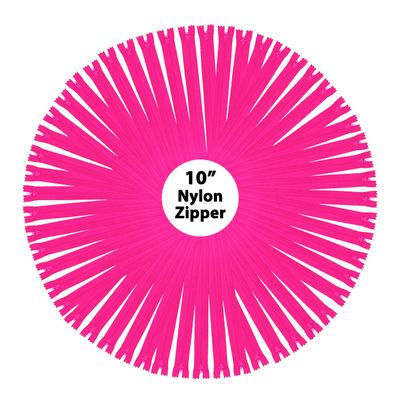 Mandala Crafts 100 PCs Hot Pink Nylon Zippers for Sewing 10 Inch - Zippers Replacement Sewing Supplies in Bulk for Tailor, Clothing Repair, and DIY Projects