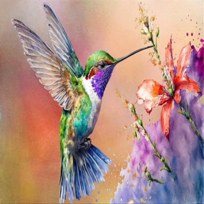 Scattered Hummingbird Fabric Panel - BHB-001, Panel Size is 24 X 16, Quality Quilting Cotton