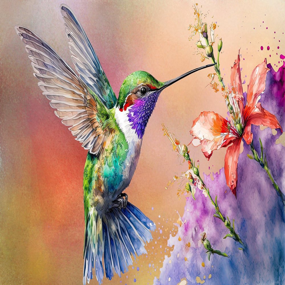 Scattered Hummingbird Fabric Panel - BHB-001, Panel Size is 24 X 16, Quality Quilting Cotton