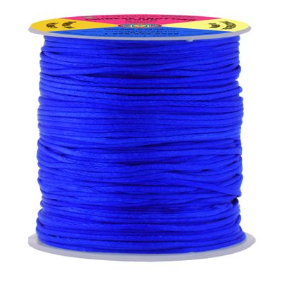 Mandala Crafts Nylon Satin Cord 0.6mm Rattail Cord Blue String - 100 Yds Nylon Chinese Knotting Cord Rat Tail Silk Cord for Bracelet Necklace Jewelry Making Macrame Trim