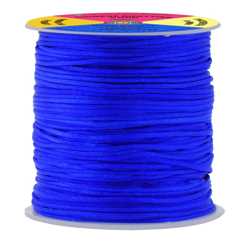 Mandala Crafts Nylon Satin Cord 0.6mm Rattail Cord Blue String - 100 Yds Nylon Chinese Knotting Cord Rat Tail Silk Cord for Bracelet Necklace Jewelry Making Macrame Trim
