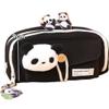 forzma Open Wide 4 Compartment Pencil Case Pen Pouch Canvas Capybara with Pen Slots Grids Bonus Pin Brown/Black (Black Panda) view 1
