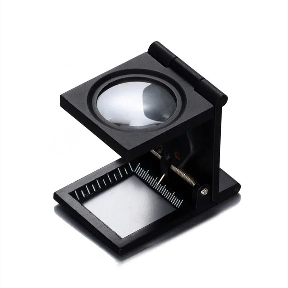 ZTBH Microscope Accessories Kit Scale Pointer 2 LED Magnifier 10x Foldable Metal Printing Fabric Magnifying Glass Black Textile Loupe Handheld Loupe Microscope Slides