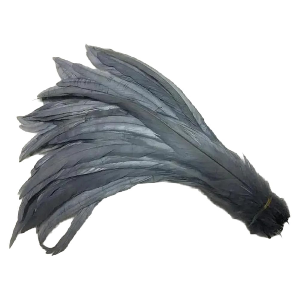 Queenbox 15.7-17.7in 100pcs Long Cock Feathers, Rooster Craft Feathers Bulk for Wedding Party DIY Handmade Clothing, Grey